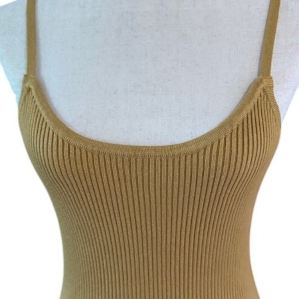 House of Harlow 1960 Bronze Mustard Ribbed Sweater Dress Cropped Shrug Med NWT - Picture 12 of 16